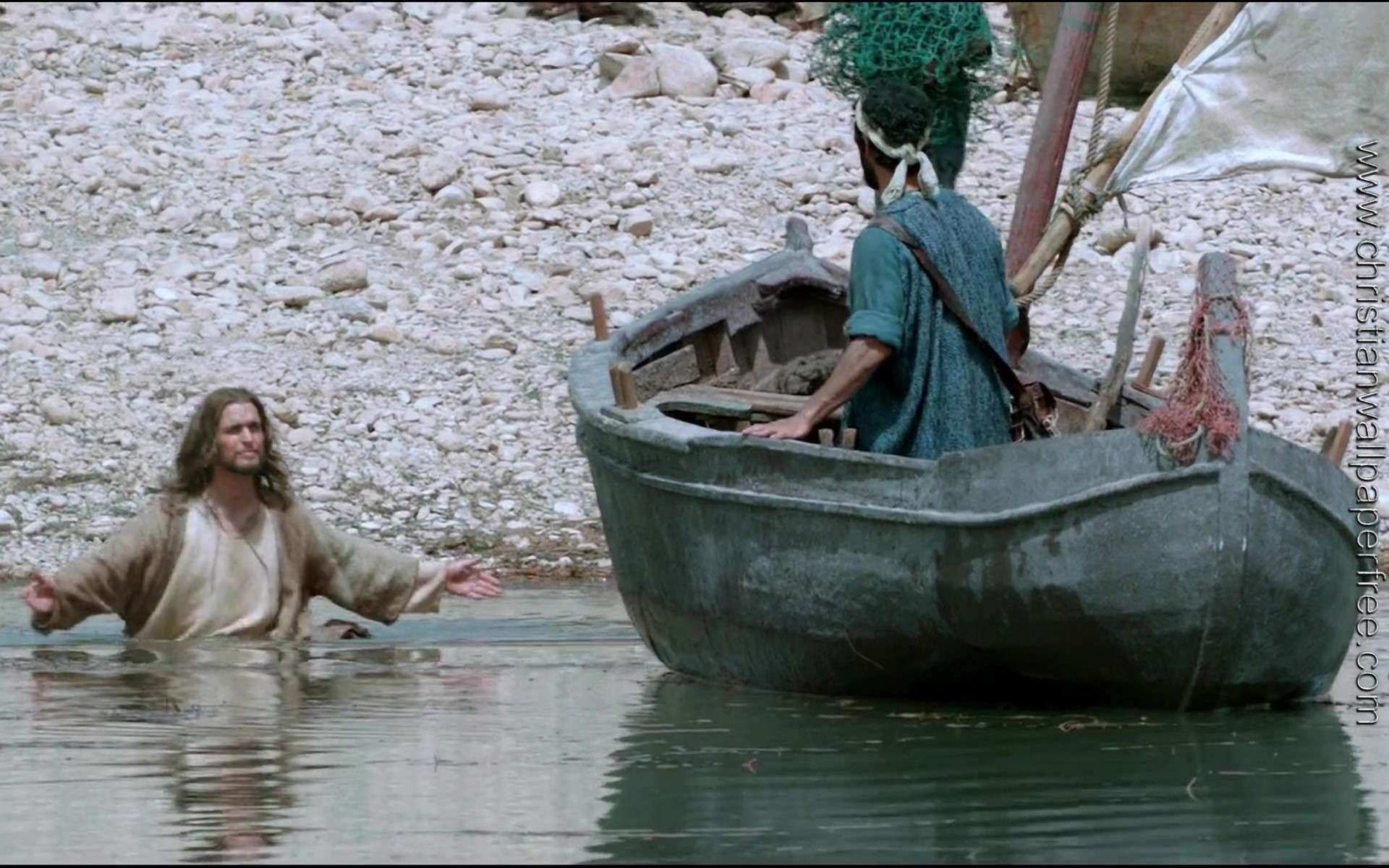 Son of God Jesus Wades to Peters Boat