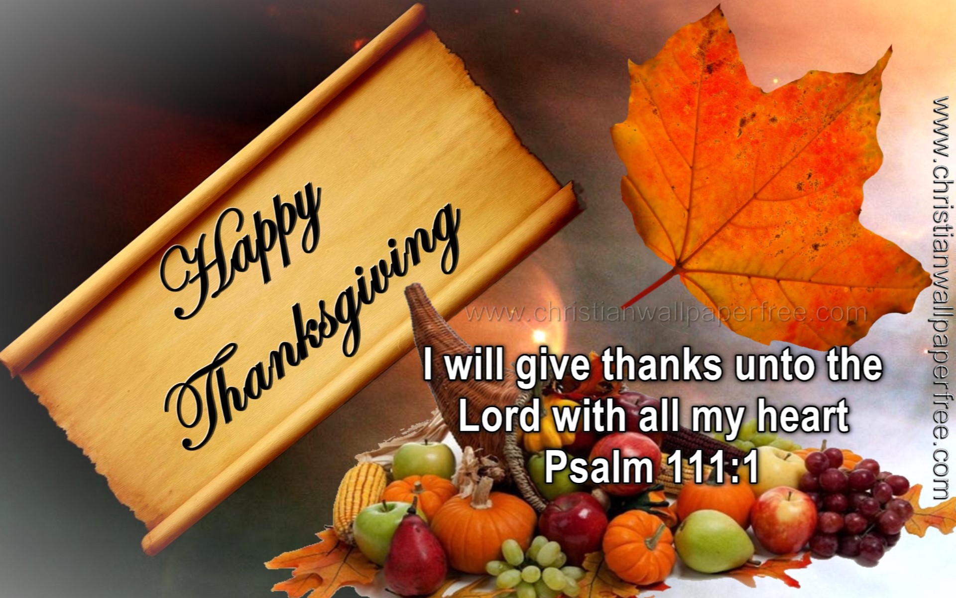 Thanksgiving Psalm 111 Verse 1 - Christian Wallpaper Free