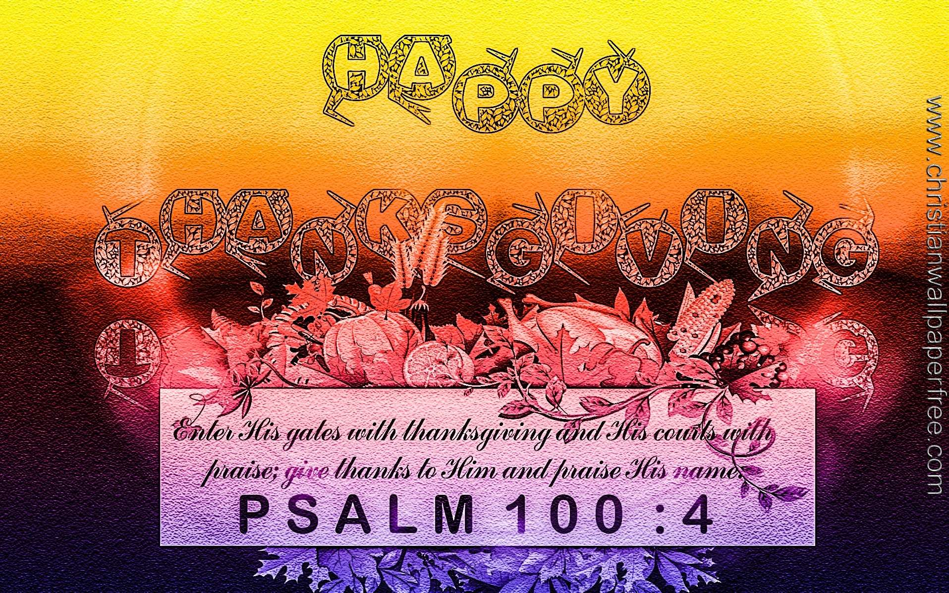 Happy Thanksgiving-Psalm 100 Verse 4 Textured Gradient